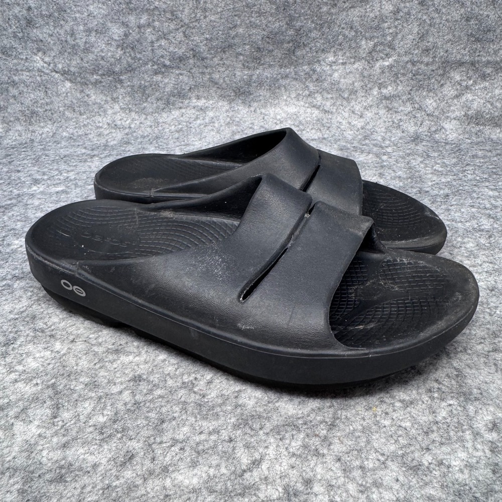 OOFOS Ooahh Sport Slide Sandal Shoes Black Matte Size 7M/9W Men Womens